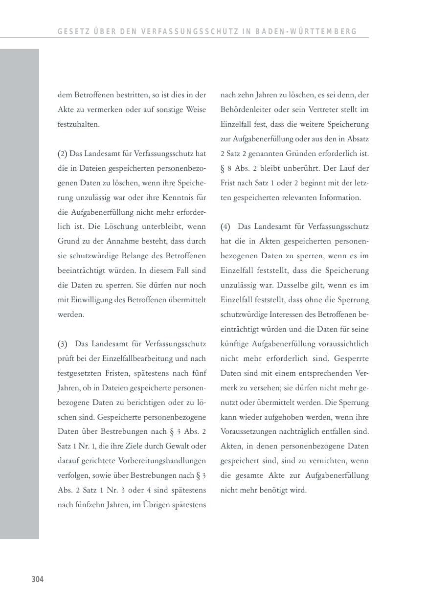 Seite 304 des Verfassungsschutzbericht 2012 Baden-Württemberg