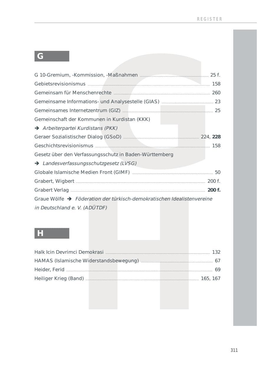 Seite 311 des Verfassungsschutzbericht 2012 Baden-Württemberg