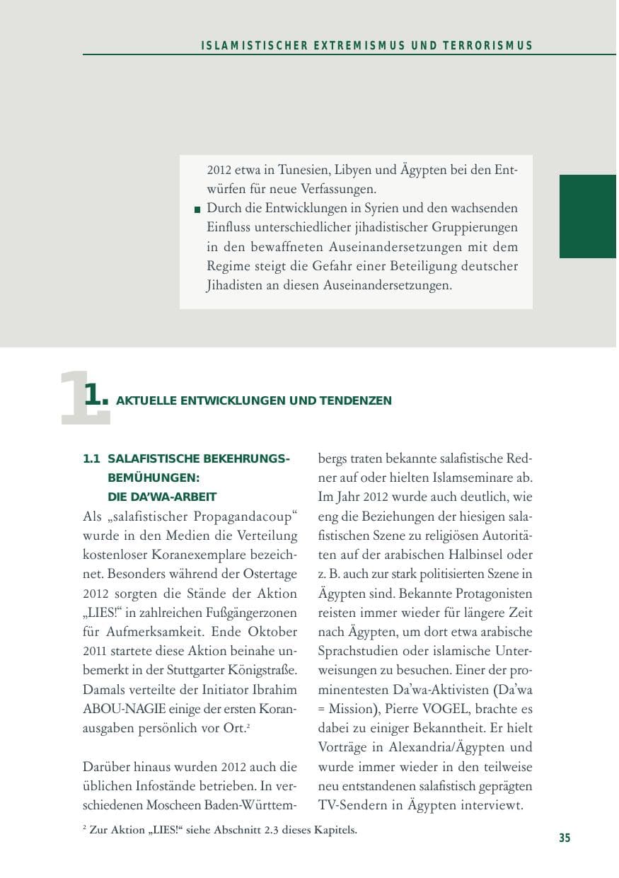 Seite 35 des Verfassungsschutzbericht 2012 Baden-Württemberg