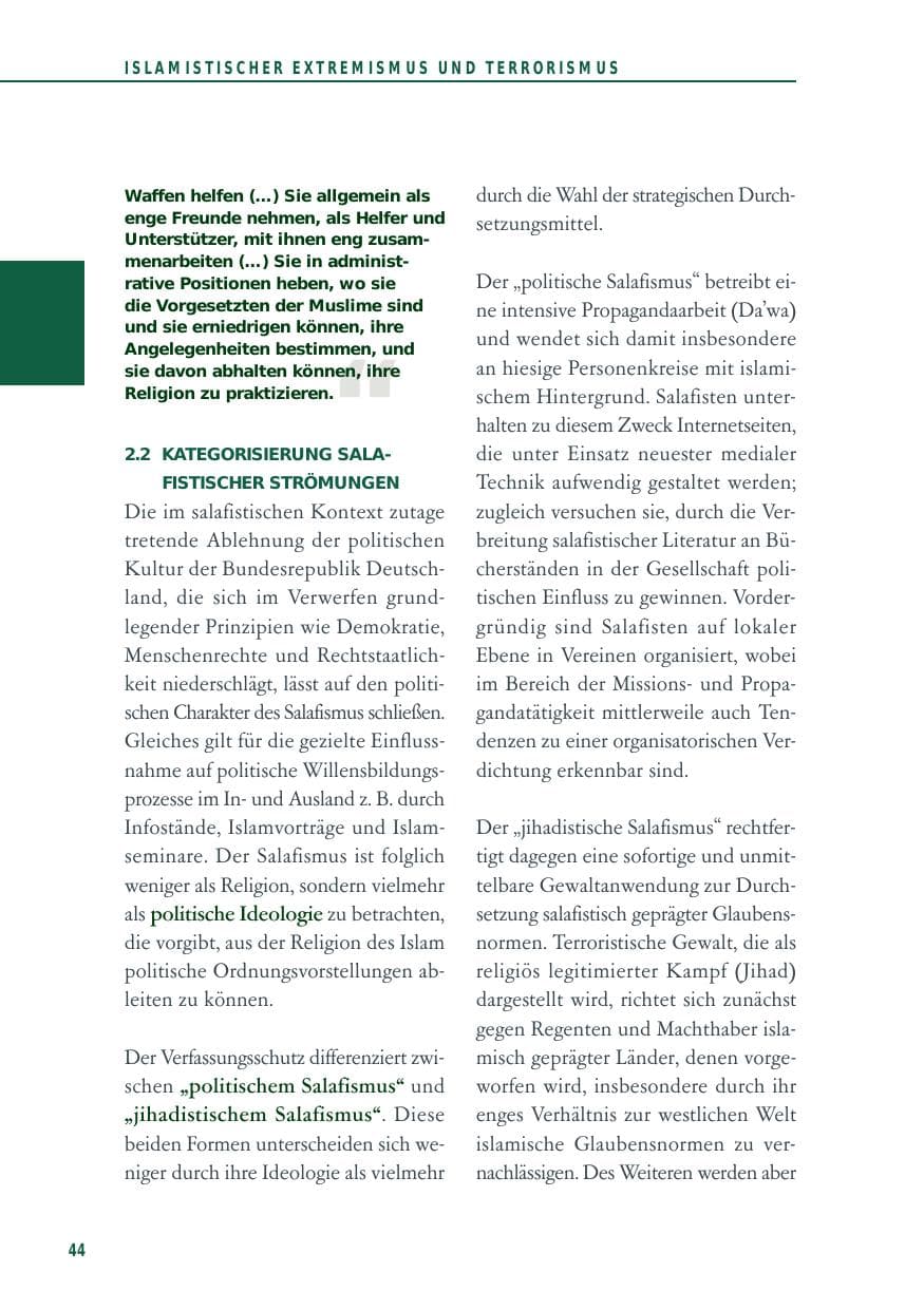 Seite 44 des Verfassungsschutzbericht 2012 Baden-Württemberg