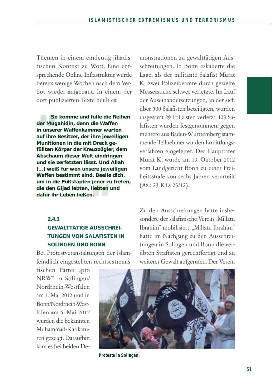 Seite 51 des Verfassungsschutzbericht 2012 Baden-Württemberg