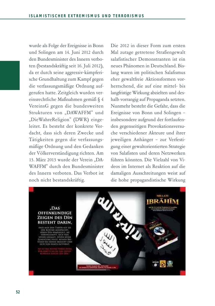 Seite 52 des Verfassungsschutzbericht 2012 Baden-Württemberg