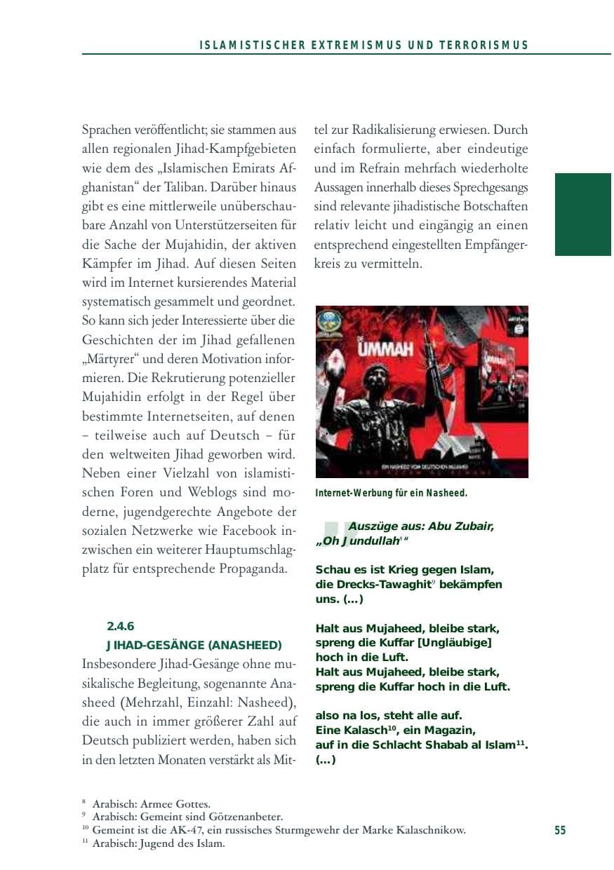 Seite 55 des Verfassungsschutzbericht 2012 Baden-Württemberg