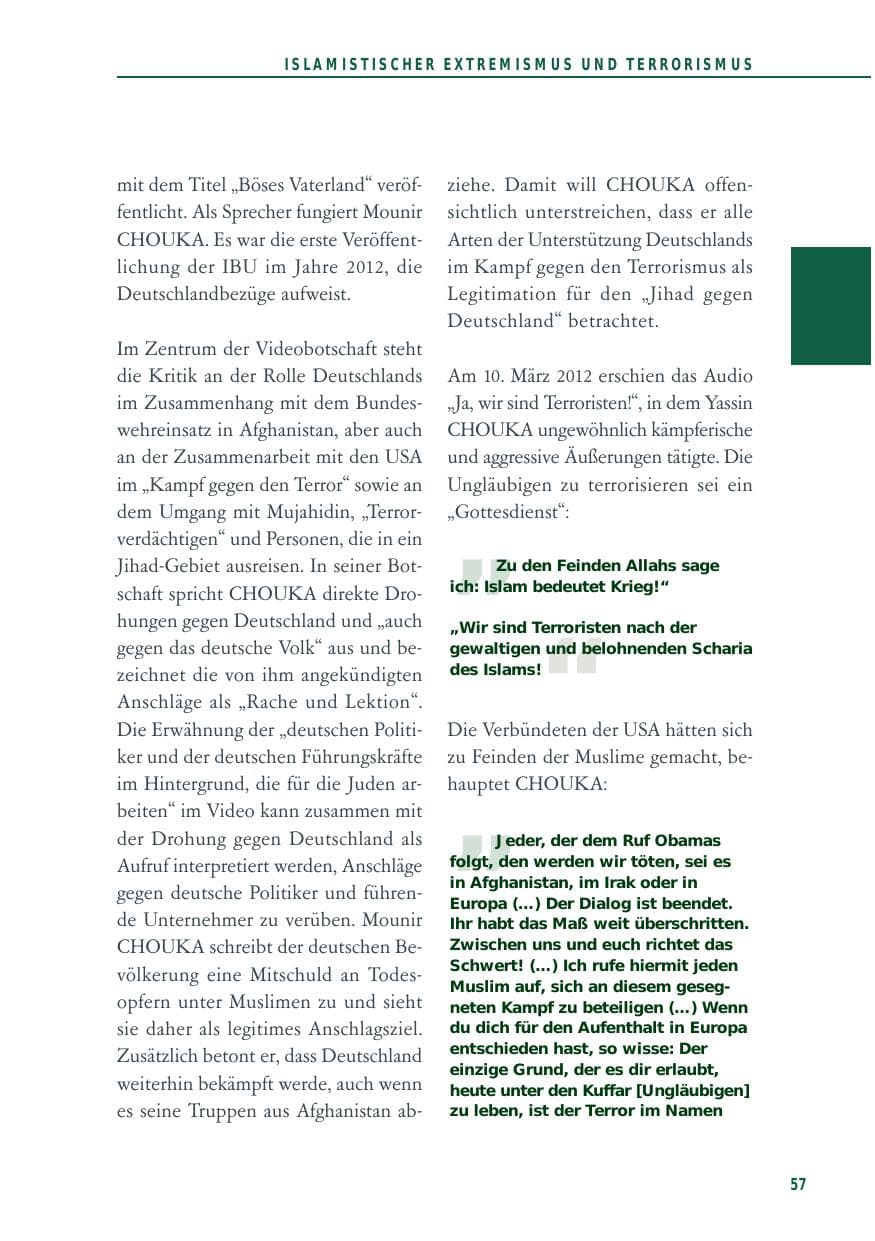 Seite 57 des Verfassungsschutzbericht 2012 Baden-Württemberg
