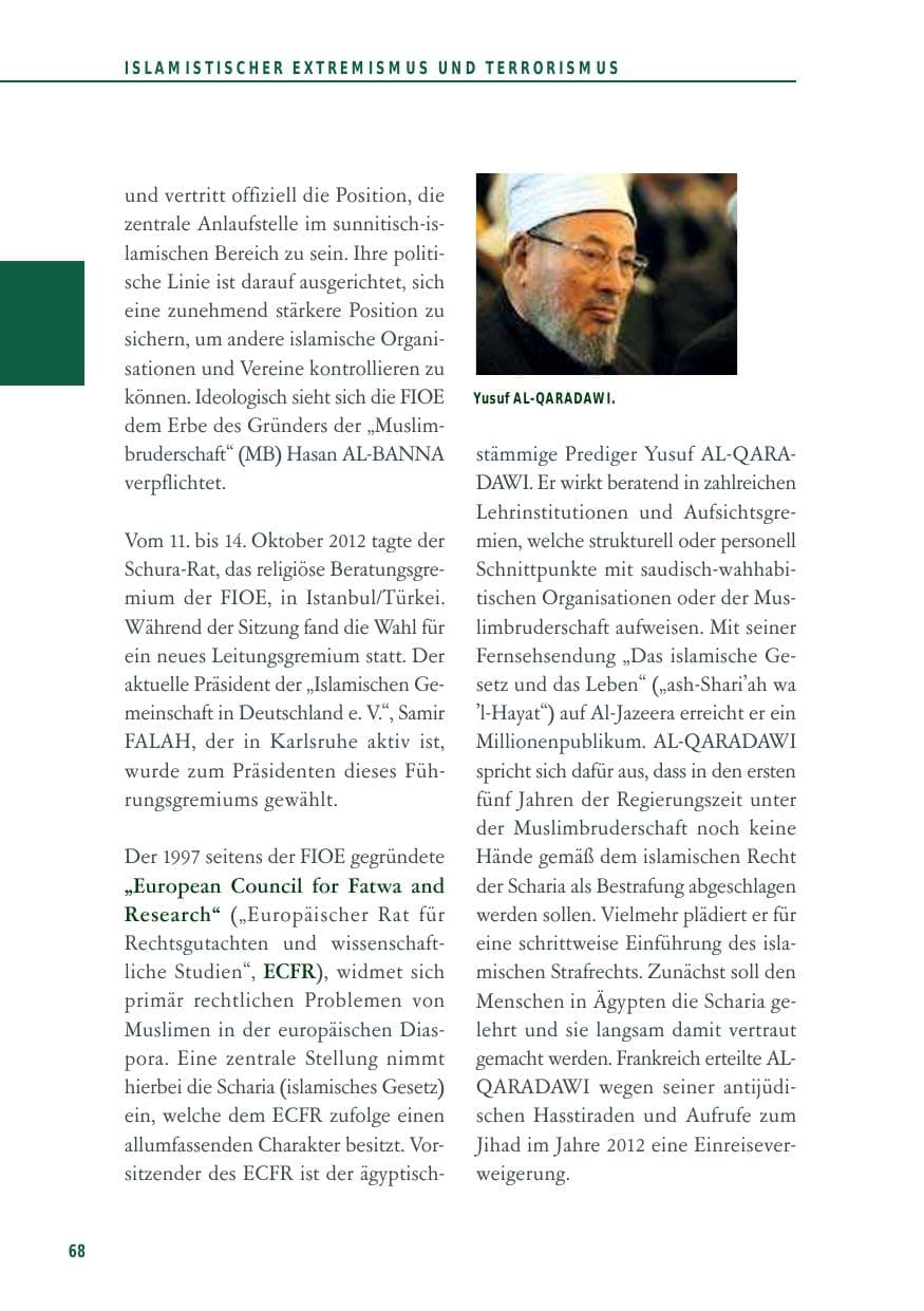 Seite 68 des Verfassungsschutzbericht 2012 Baden-Württemberg