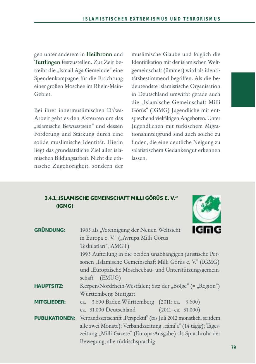 Seite 79 des Verfassungsschutzbericht 2012 Baden-Württemberg