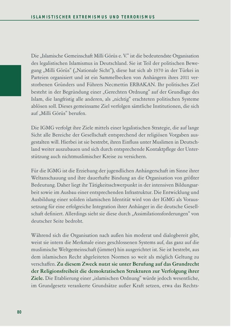 Seite 80 des Verfassungsschutzbericht 2012 Baden-Württemberg