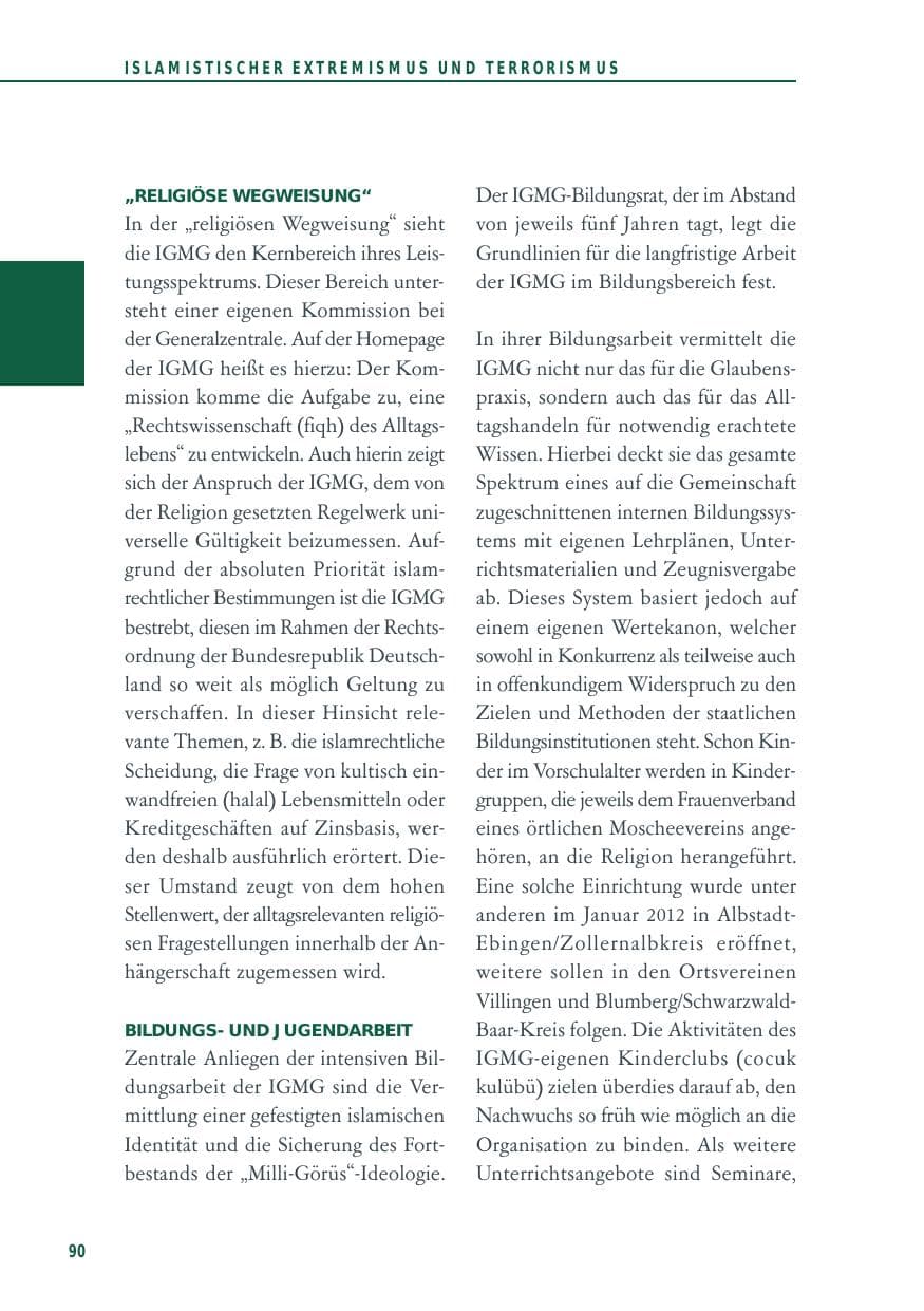 Seite 90 des Verfassungsschutzbericht 2012 Baden-Württemberg