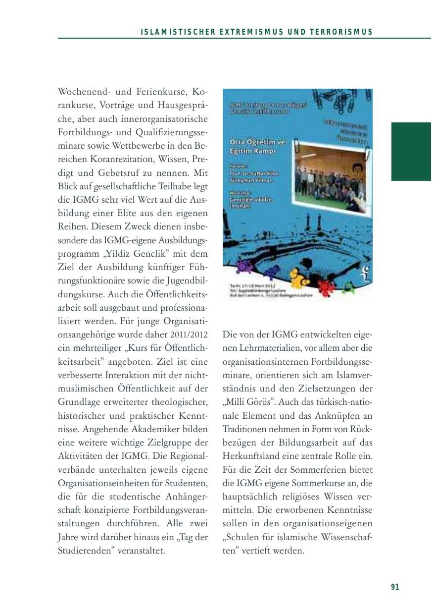 Seite 91 des Verfassungsschutzbericht 2012 Baden-Württemberg