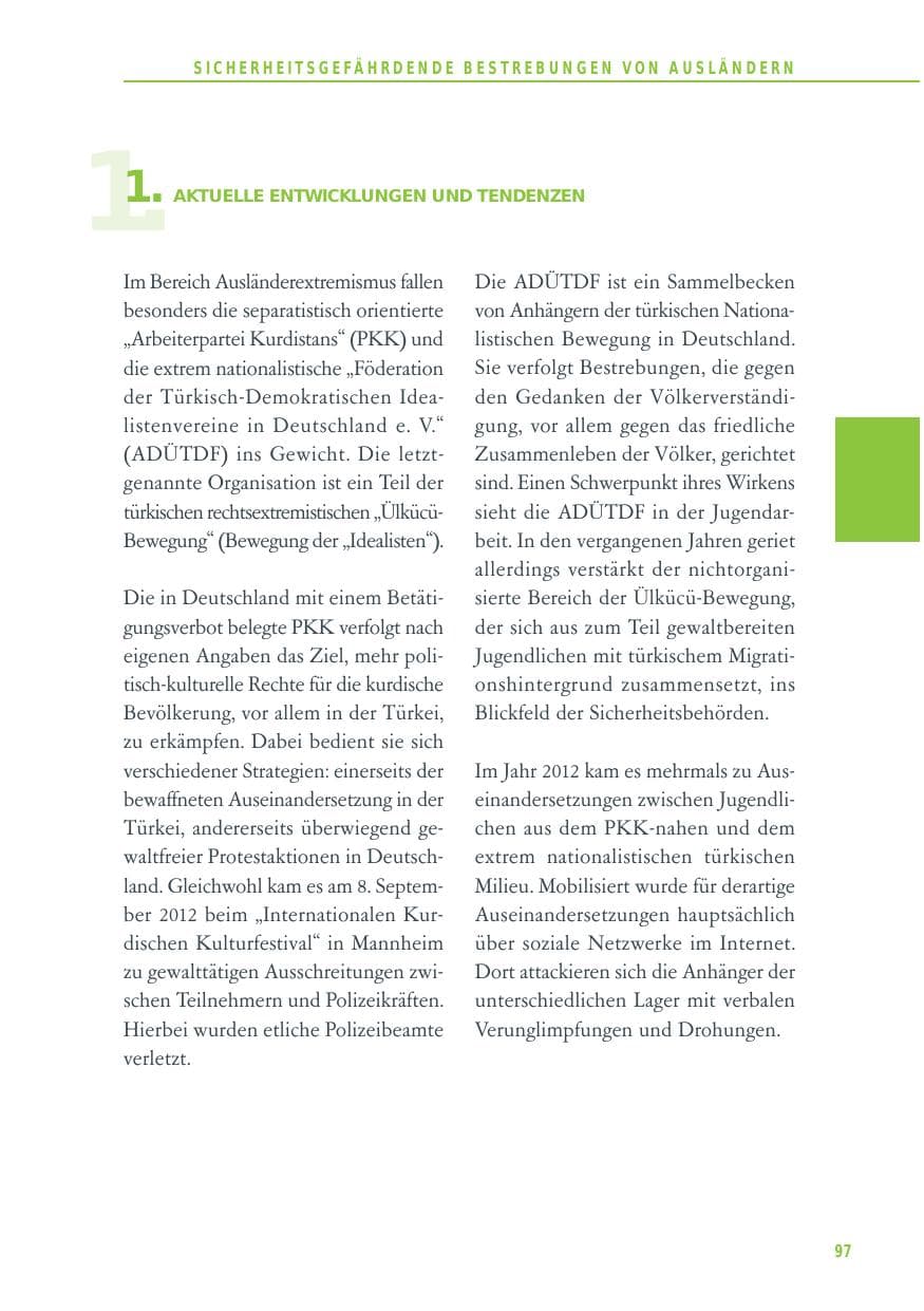 Seite 97 des Verfassungsschutzbericht 2012 Baden-Württemberg