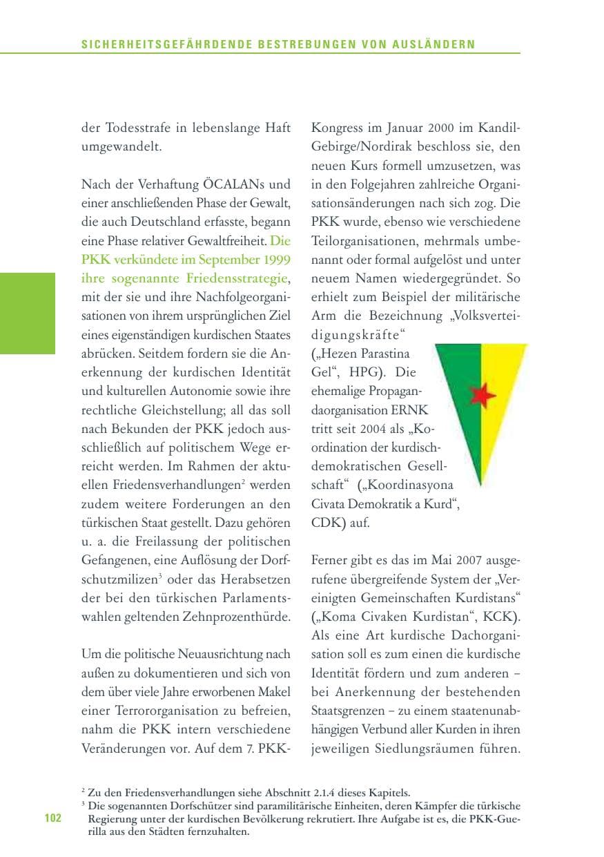 Seite 102 des Verfassungsschutzbericht 2013 Baden-Württemberg