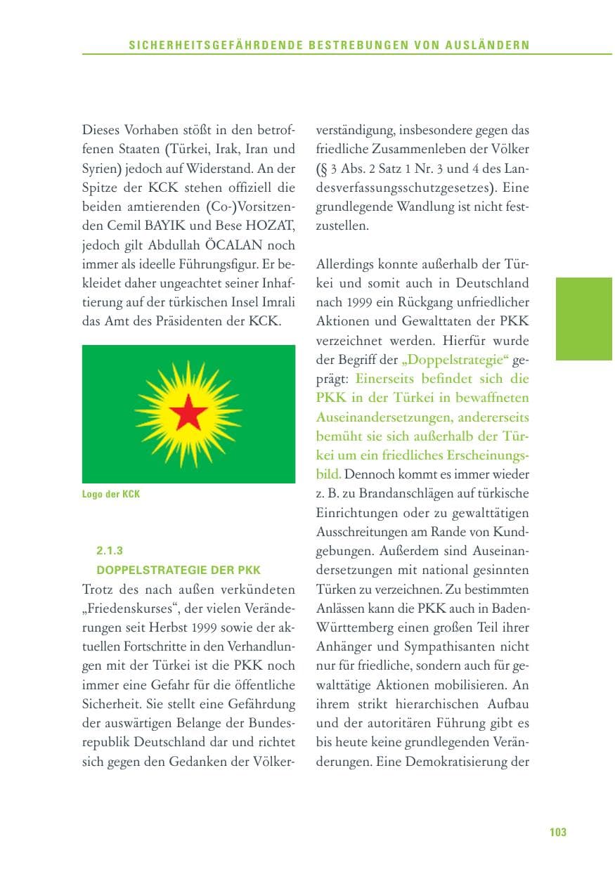 Seite 103 des Verfassungsschutzbericht 2013 Baden-Württemberg