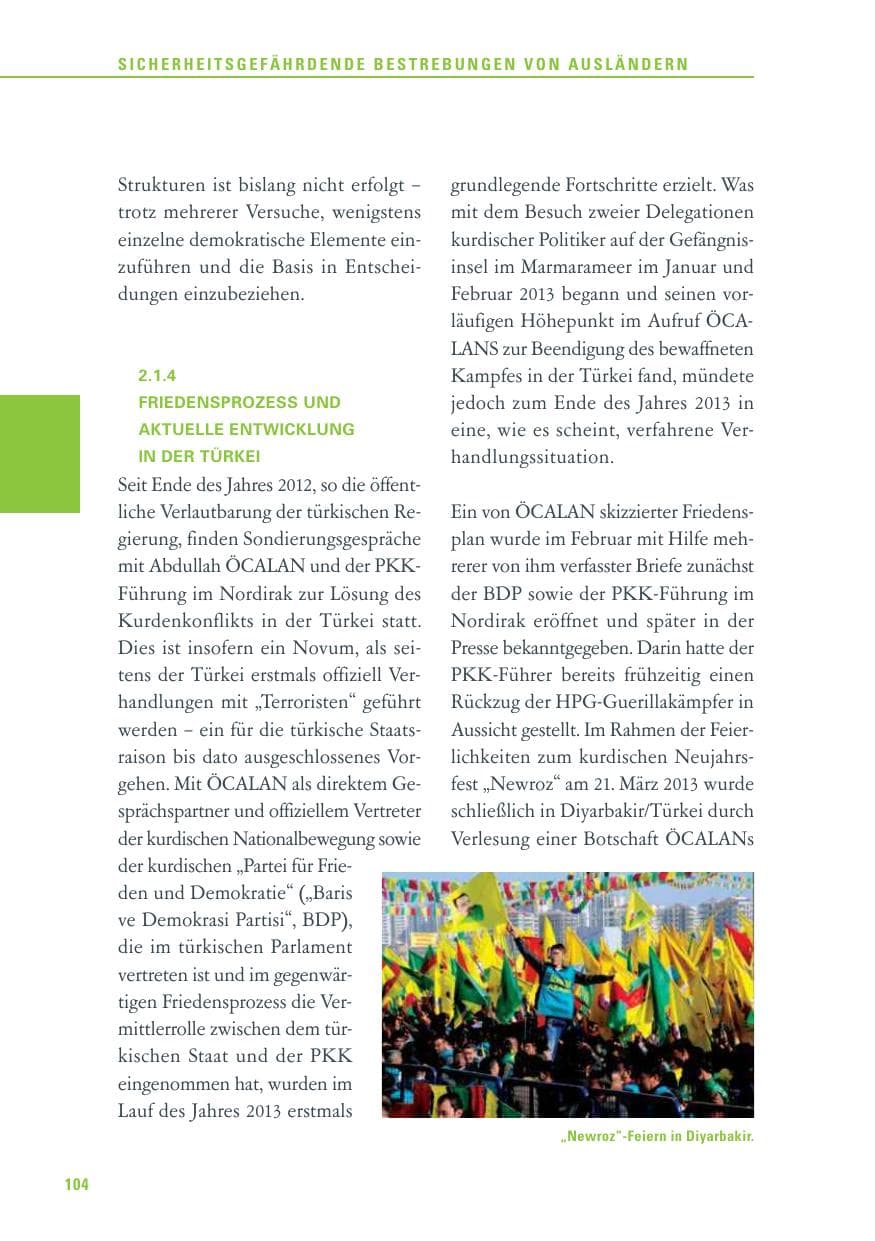 Seite 104 des Verfassungsschutzbericht 2013 Baden-Württemberg