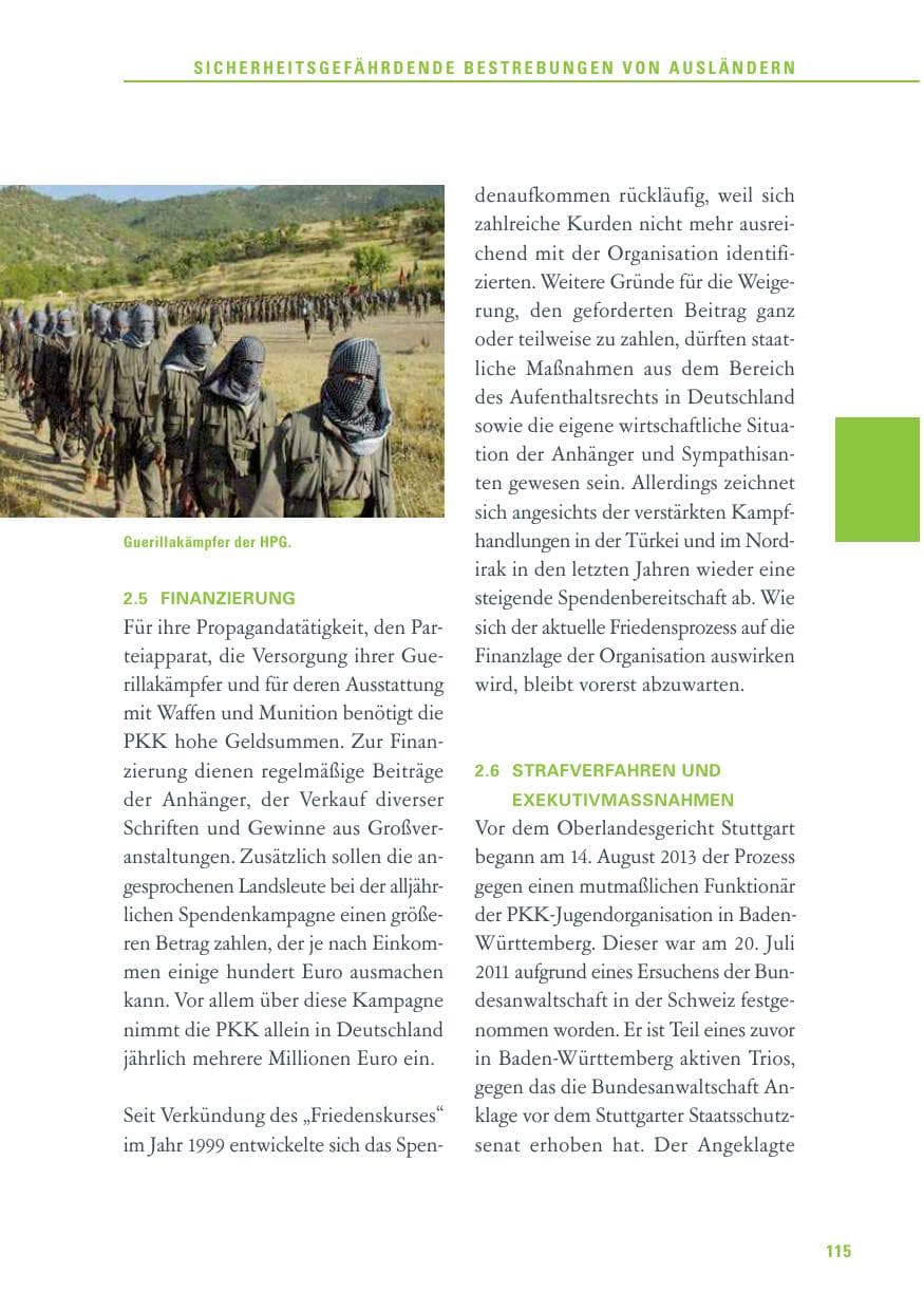 Seite 115 des Verfassungsschutzbericht 2013 Baden-Württemberg