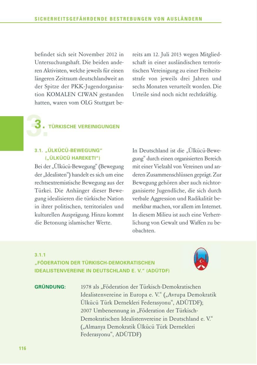 Seite 116 des Verfassungsschutzbericht 2013 Baden-Württemberg