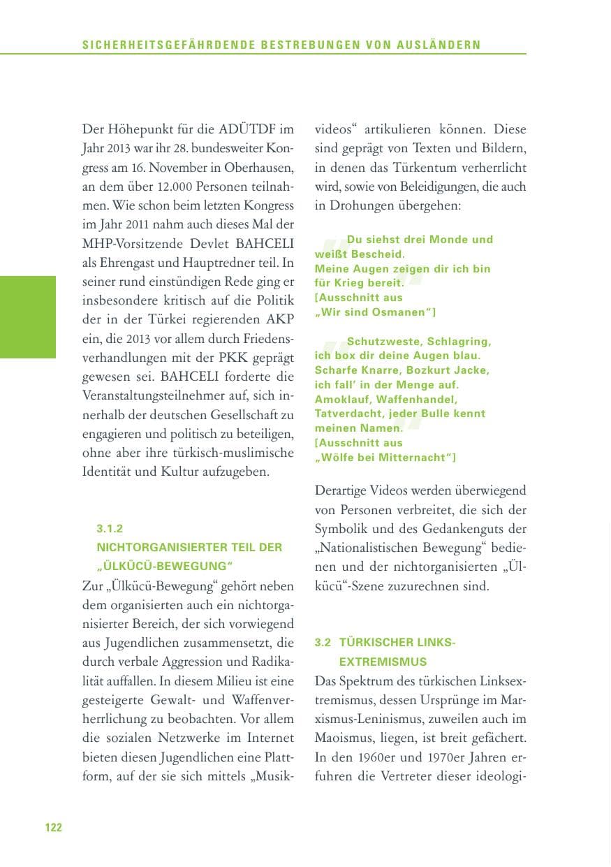 Seite 122 des Verfassungsschutzbericht 2013 Baden-Württemberg