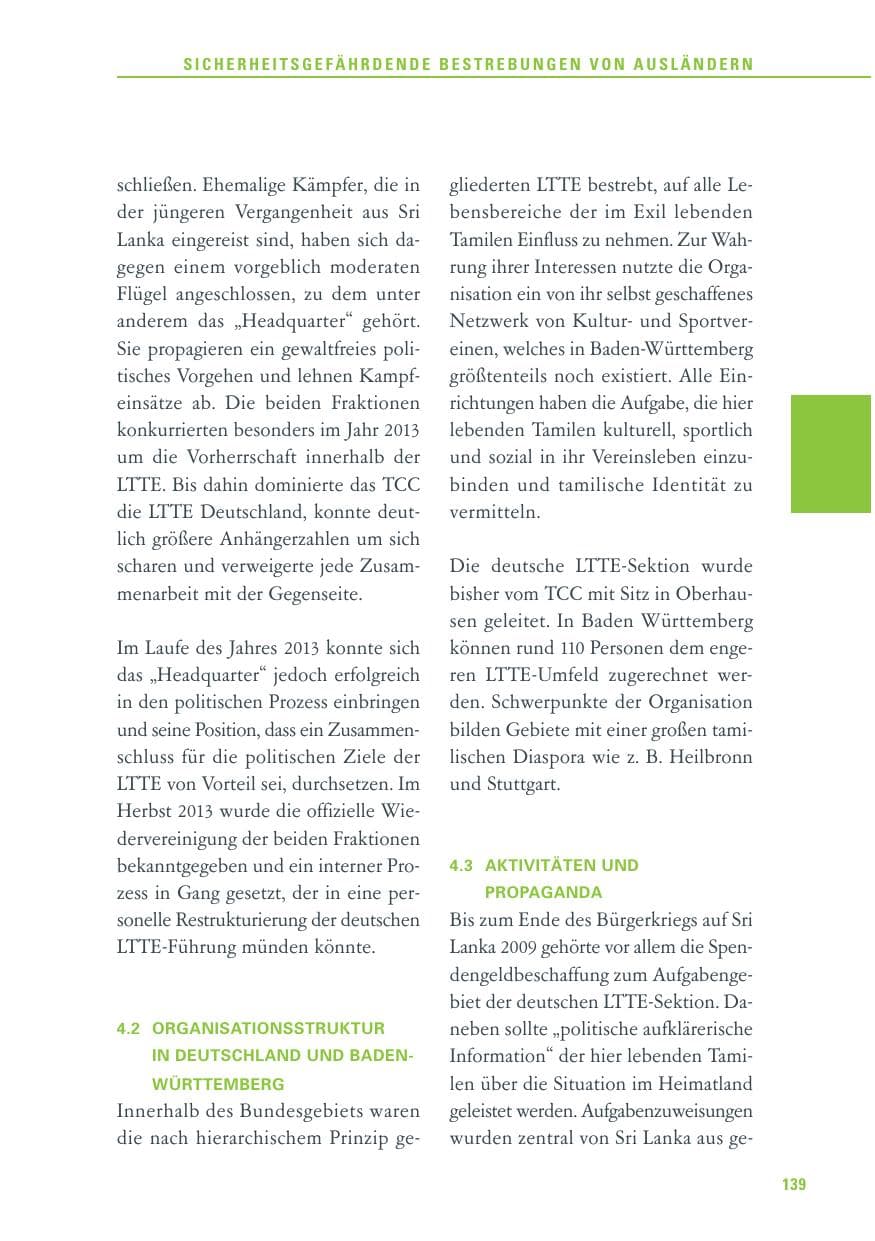 Seite 139 des Verfassungsschutzbericht 2013 Baden-Württemberg