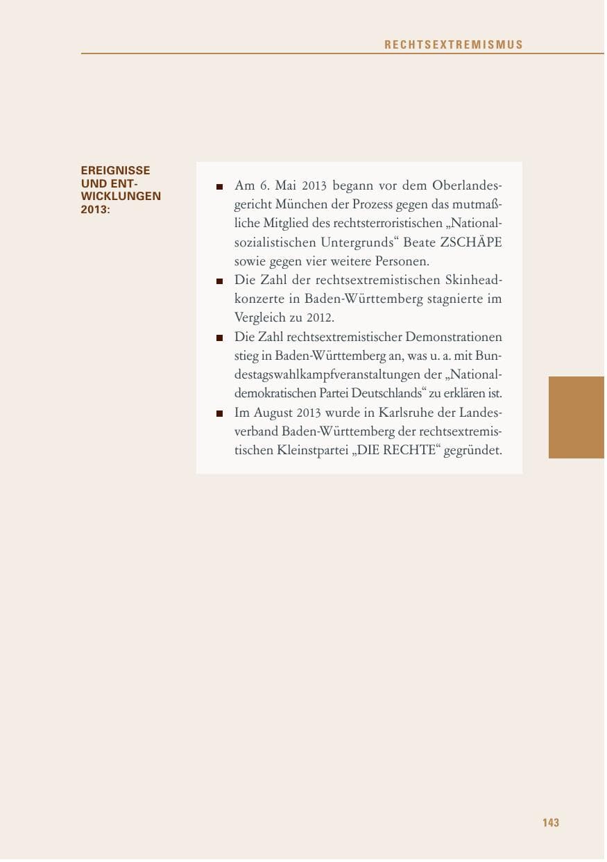 Seite 143 des Verfassungsschutzbericht 2013 Baden-Württemberg