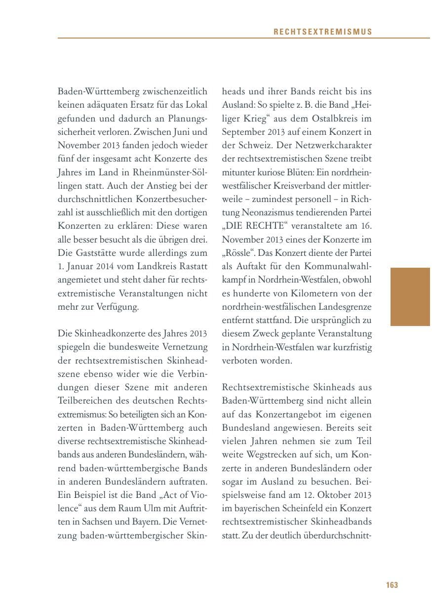 Seite 163 des Verfassungsschutzbericht 2013 Baden-Württemberg