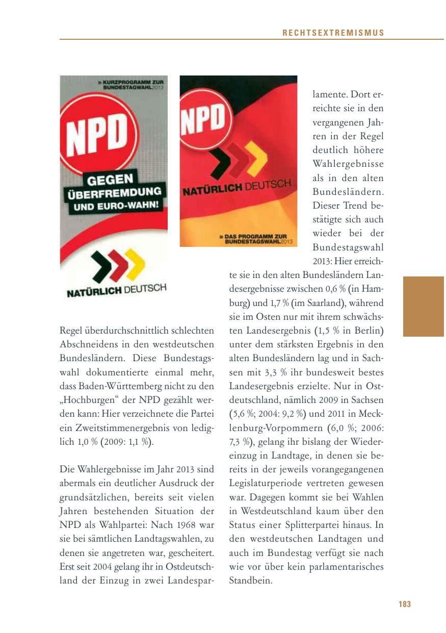 Seite 183 des Verfassungsschutzbericht 2013 Baden-Württemberg