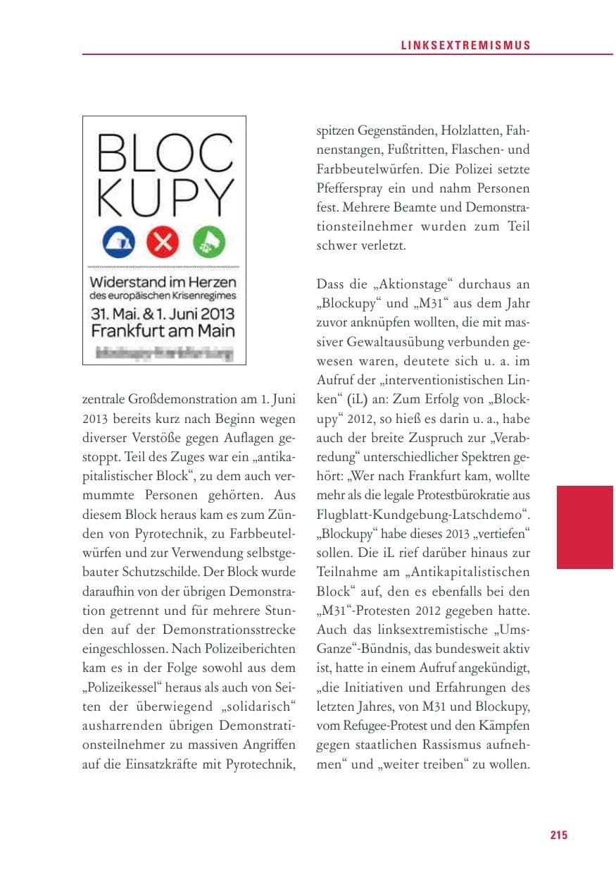 Seite 215 des Verfassungsschutzbericht 2013 Baden-Württemberg