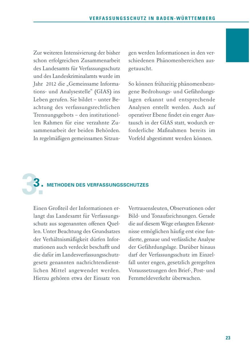 Seite 23 des Verfassungsschutzbericht 2013 Baden-Württemberg