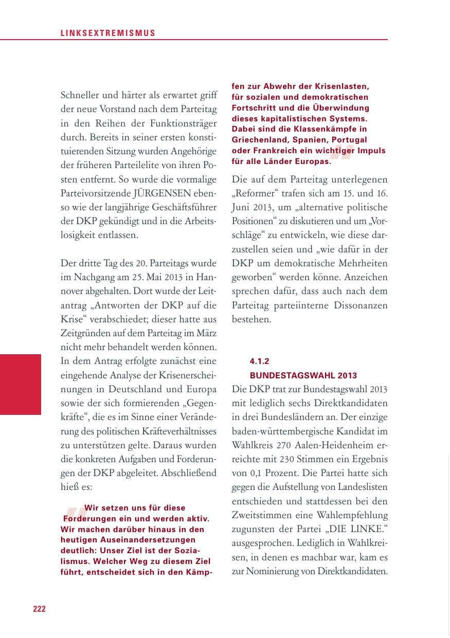 Seite 222 des Verfassungsschutzbericht 2013 Baden-Württemberg