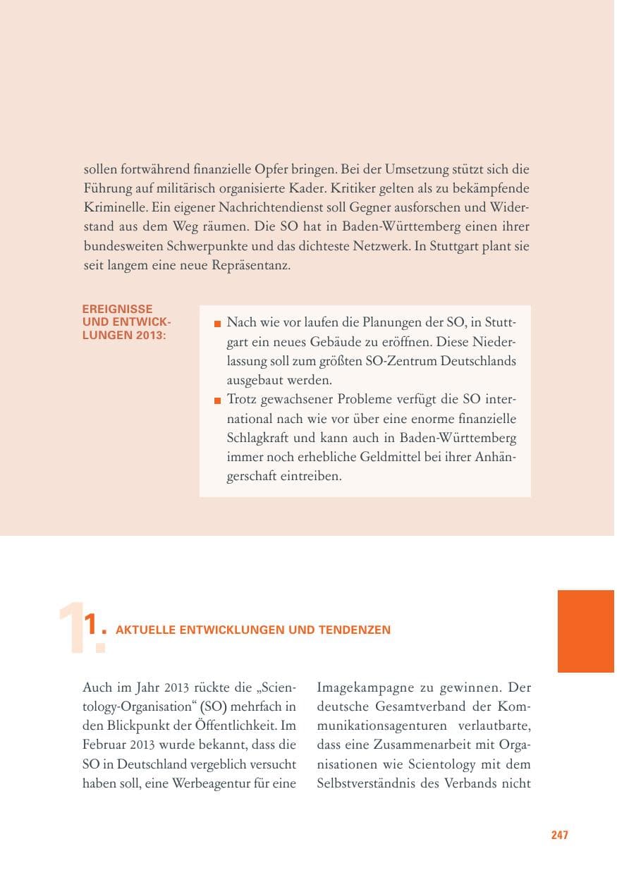 Seite 247 des Verfassungsschutzbericht 2013 Baden-Württemberg