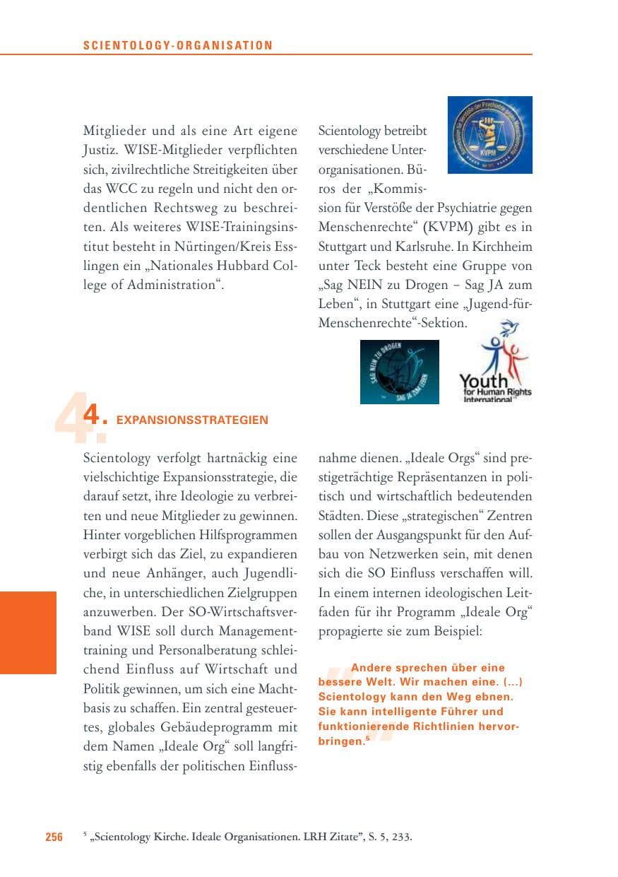 Seite 256 des Verfassungsschutzbericht 2013 Baden-Württemberg