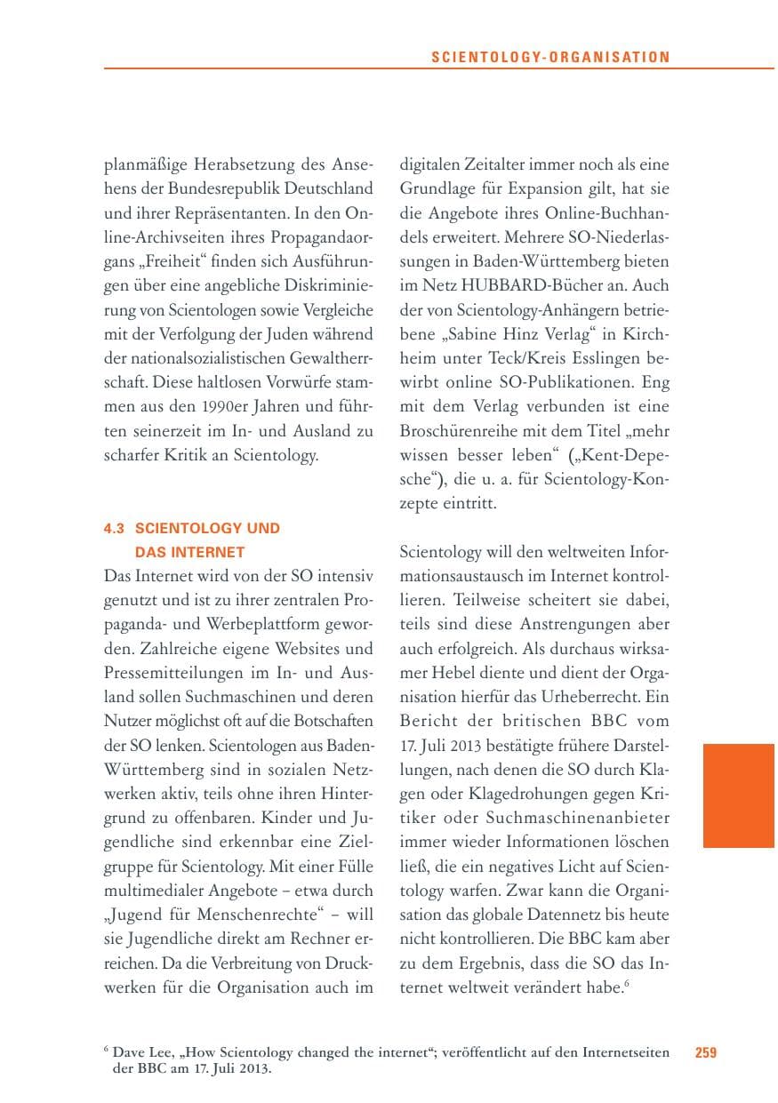 Seite 259 des Verfassungsschutzbericht 2013 Baden-Württemberg