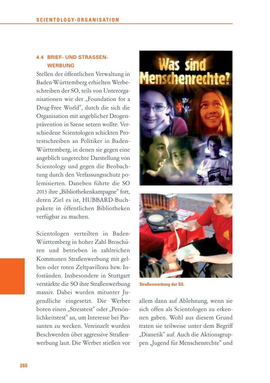 Seite 260 des Verfassungsschutzbericht 2013 Baden-Württemberg