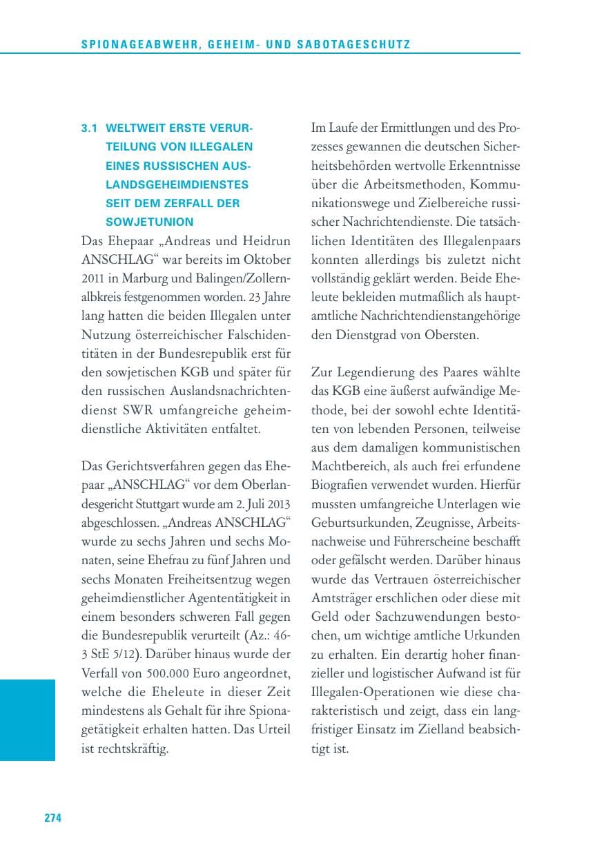 Seite 274 des Verfassungsschutzbericht 2013 Baden-Württemberg