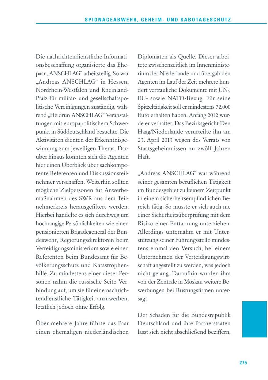 Seite 275 des Verfassungsschutzbericht 2013 Baden-Württemberg