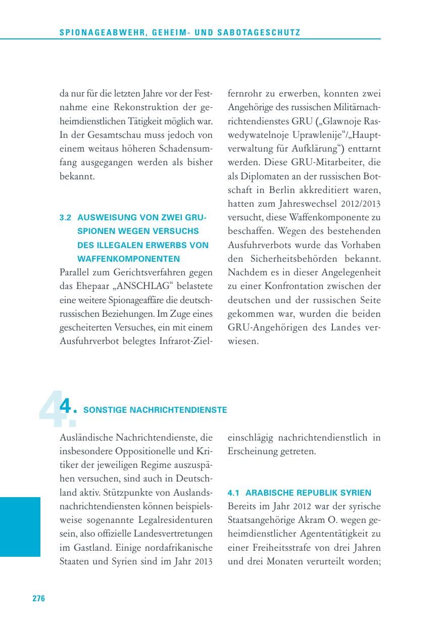 Seite 276 des Verfassungsschutzbericht 2013 Baden-Württemberg