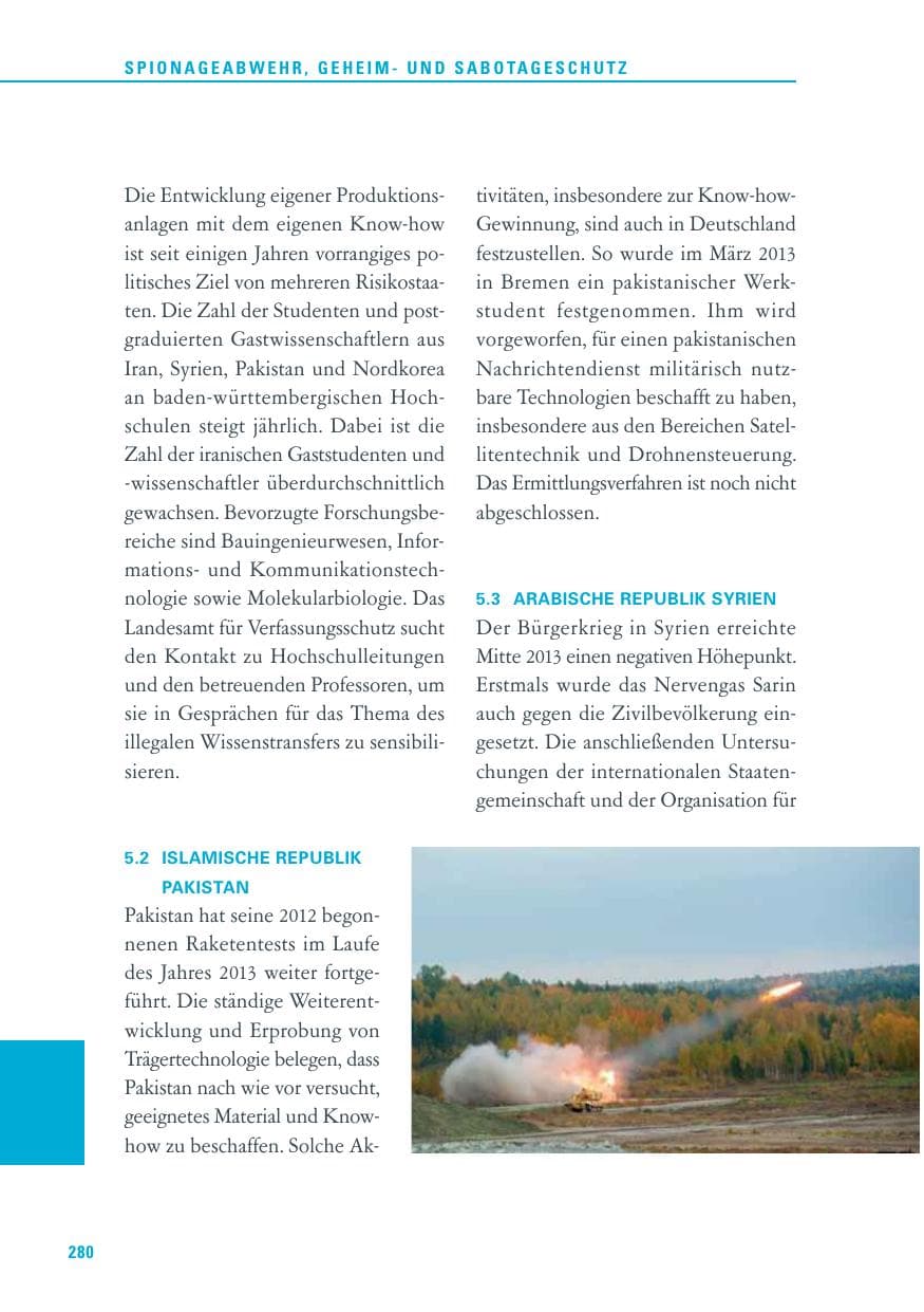 Seite 280 des Verfassungsschutzbericht 2013 Baden-Württemberg