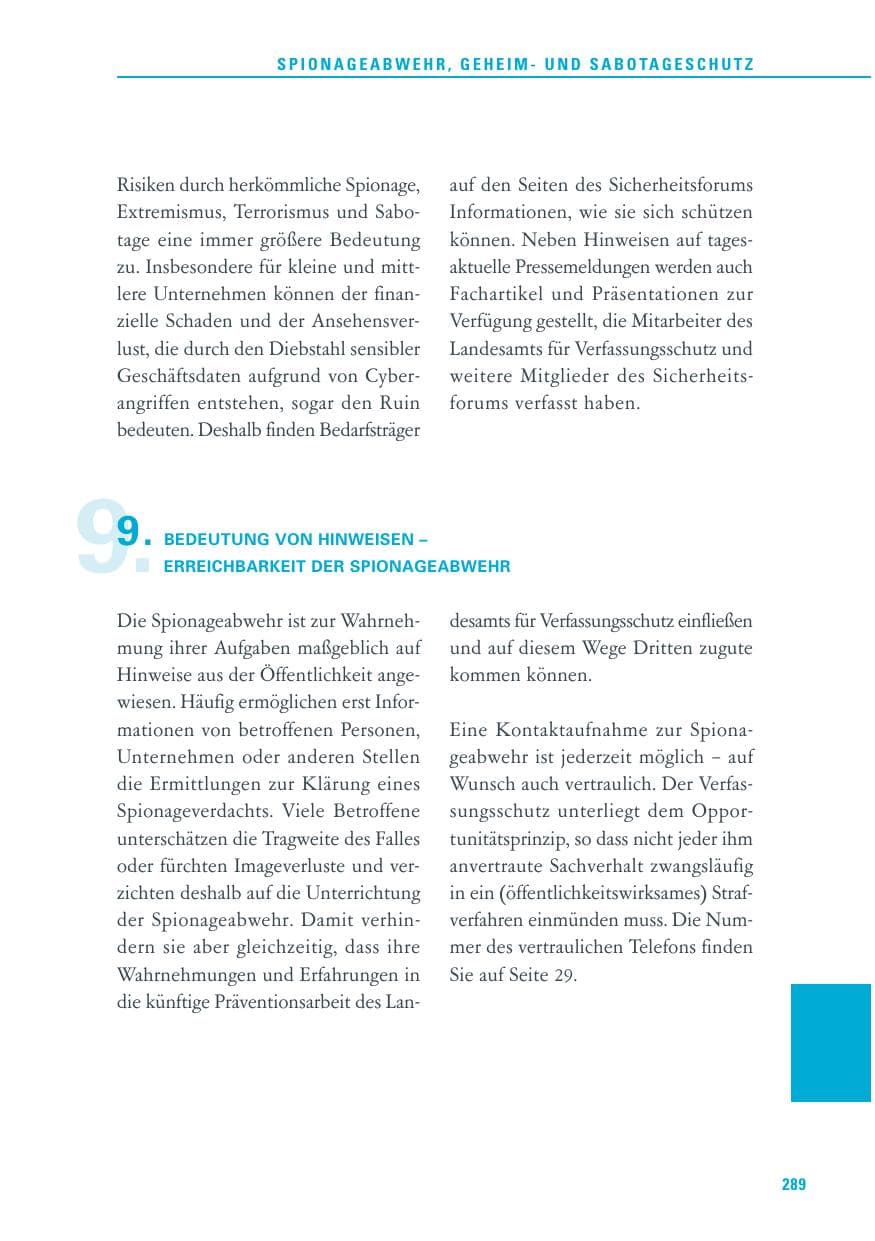 Seite 289 des Verfassungsschutzbericht 2013 Baden-Württemberg