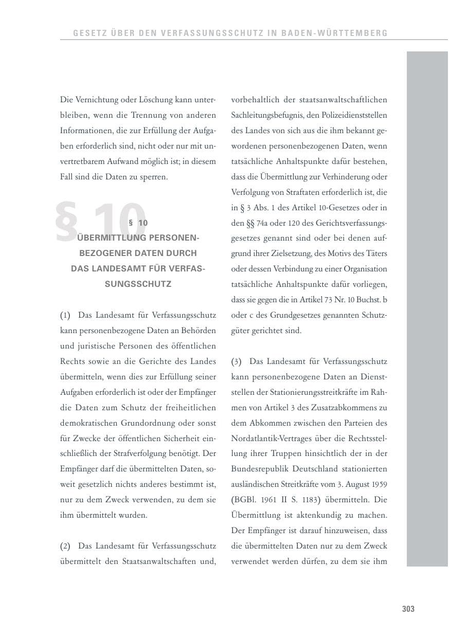 Seite 303 des Verfassungsschutzbericht 2013 Baden-Württemberg