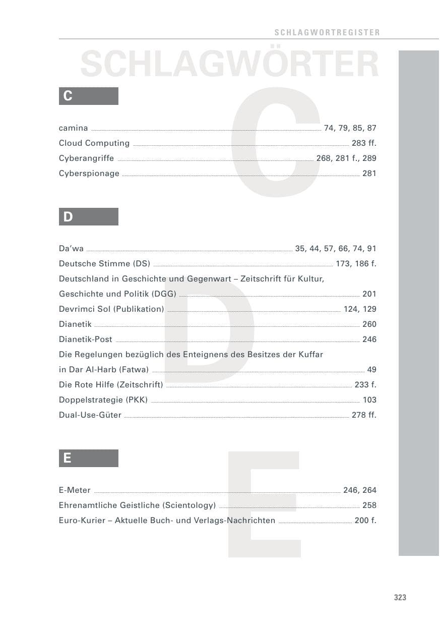 Seite 323 des Verfassungsschutzbericht 2013 Baden-Württemberg