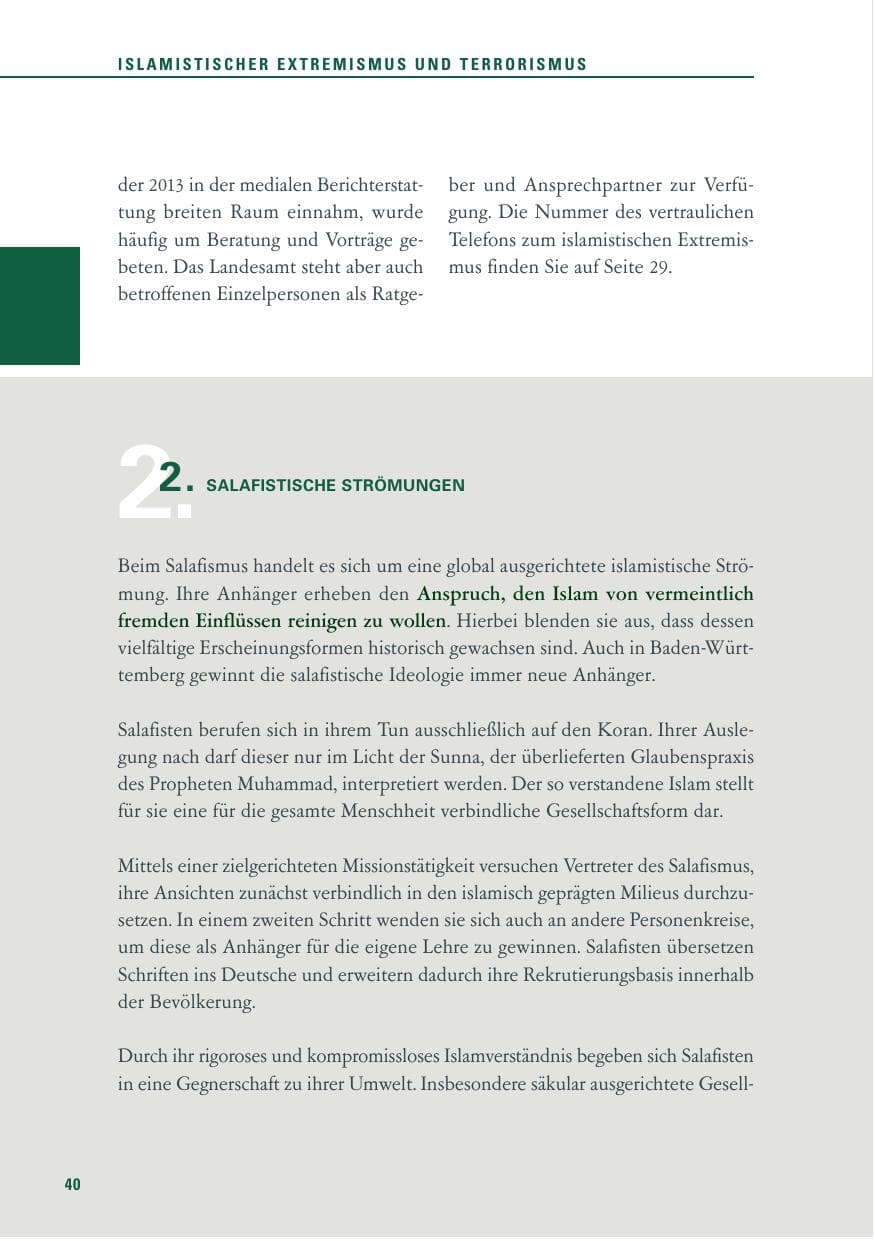 Seite 40 des Verfassungsschutzbericht 2013 Baden-Württemberg