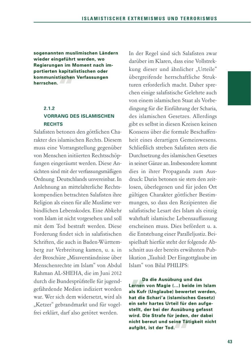 Seite 43 des Verfassungsschutzbericht 2013 Baden-Württemberg