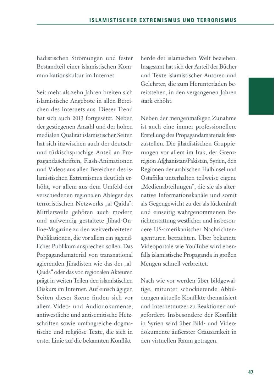 Seite 47 des Verfassungsschutzbericht 2013 Baden-Württemberg