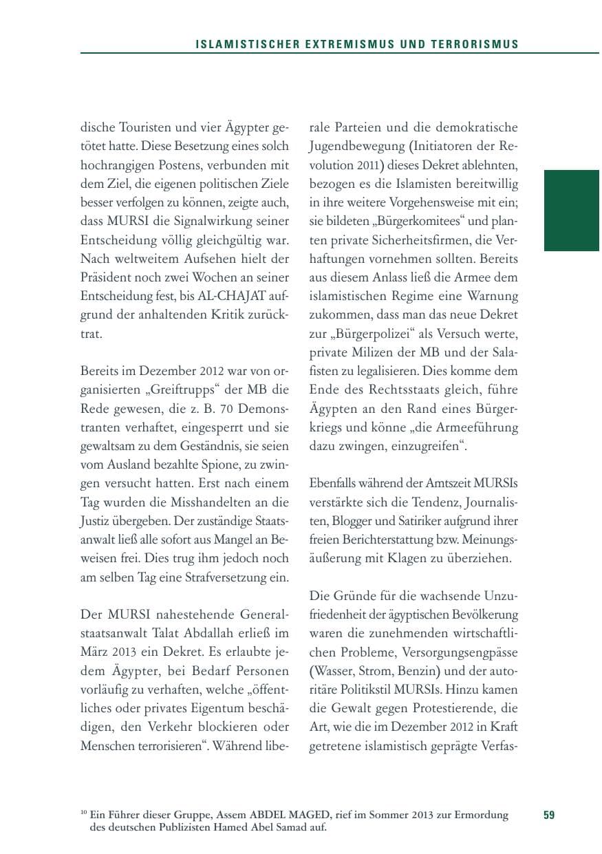 Seite 59 des Verfassungsschutzbericht 2013 Baden-Württemberg