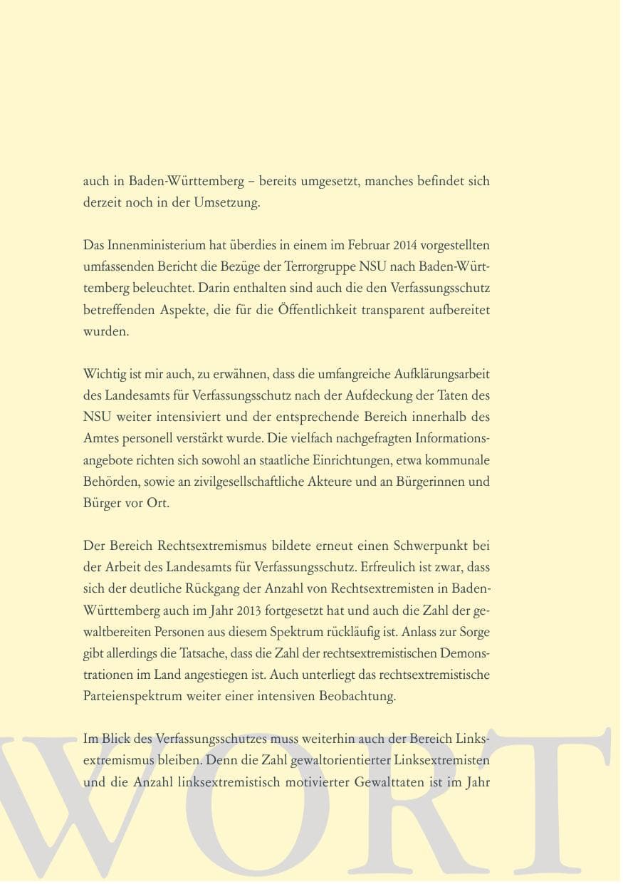 Seite 7 des Verfassungsschutzbericht 2013 Baden-Württemberg