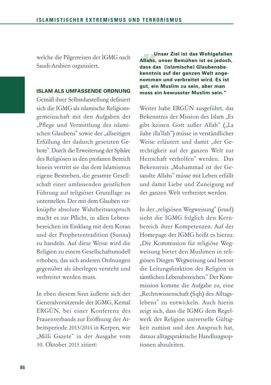 Seite 86 des Verfassungsschutzbericht 2013 Baden-Württemberg