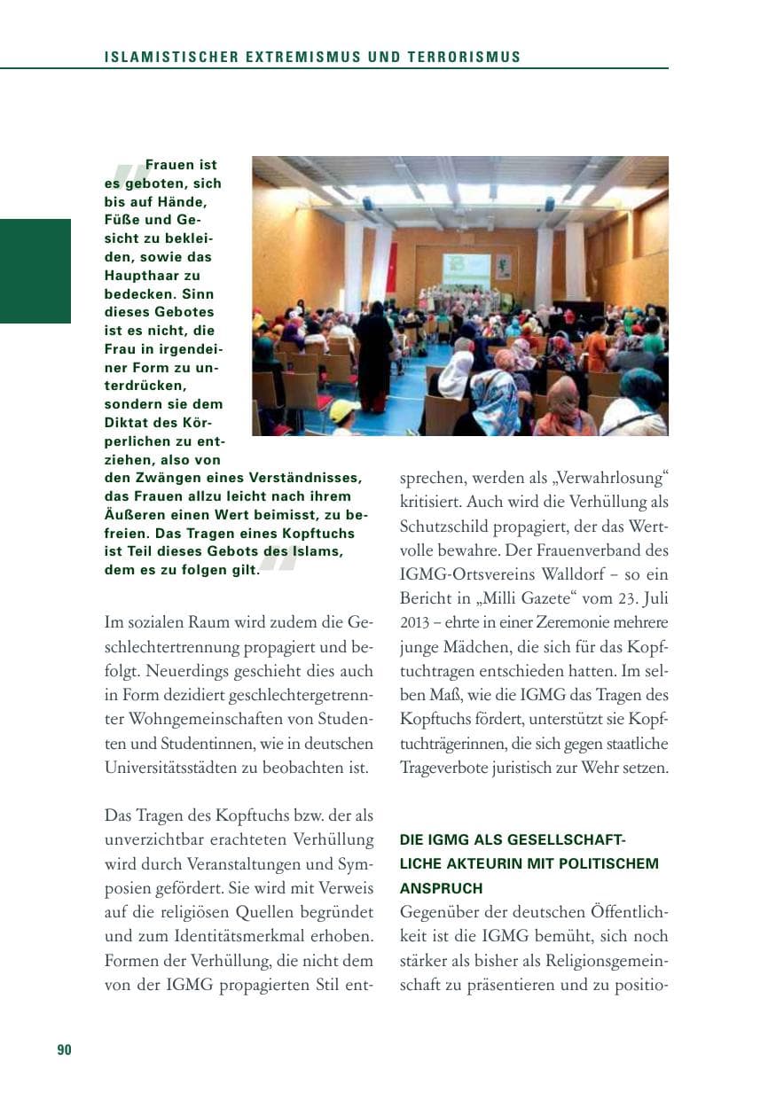 Seite 90 des Verfassungsschutzbericht 2013 Baden-Württemberg