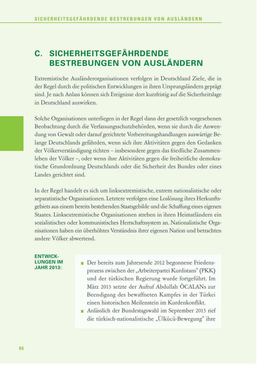 Seite 94 des Verfassungsschutzbericht 2013 Baden-Württemberg