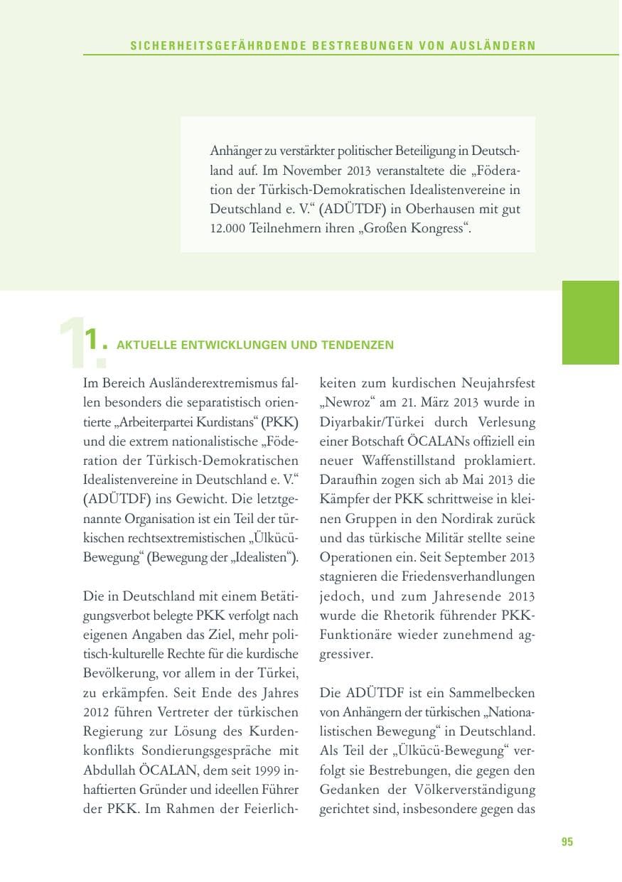 Seite 95 des Verfassungsschutzbericht 2013 Baden-Württemberg