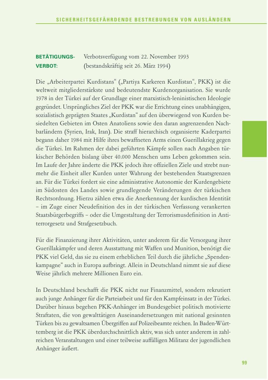 Seite 99 des Verfassungsschutzbericht 2013 Baden-Württemberg