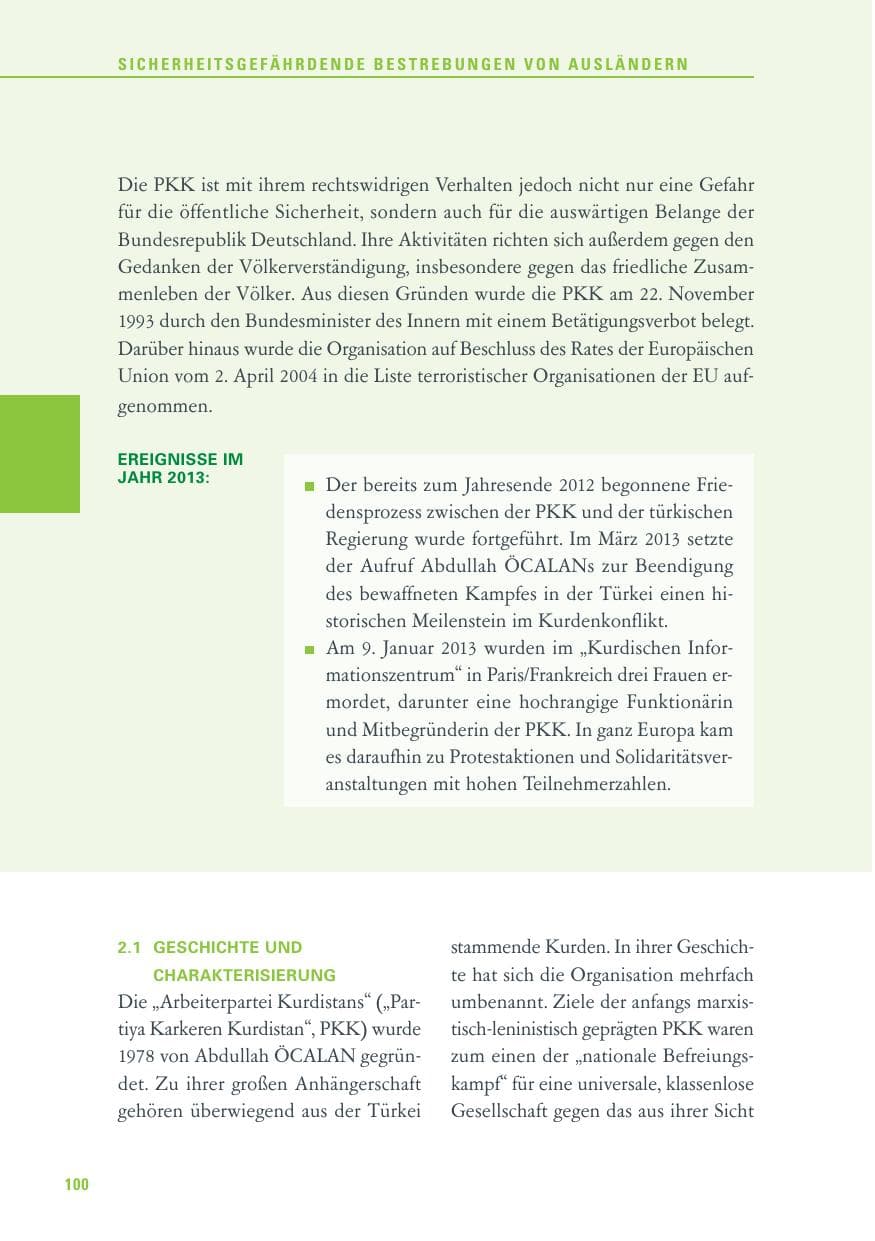 Seite 100 des Verfassungsschutzbericht 2013 Baden-Württemberg