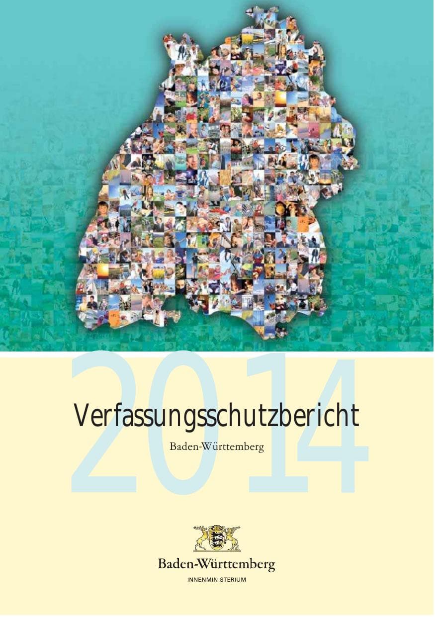 Seite 1 des Verfassungsschutzbericht 2014 Baden-Württemberg